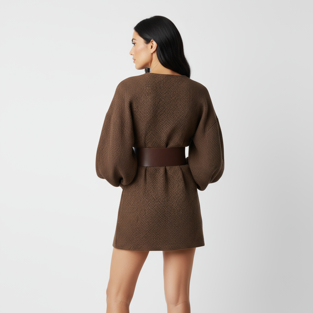 MILA | Vestido corto de punto con cinturón estructurado