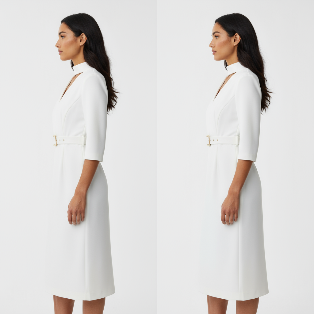 ARLETTE | Vestido elegante con cinturón y cuello alto