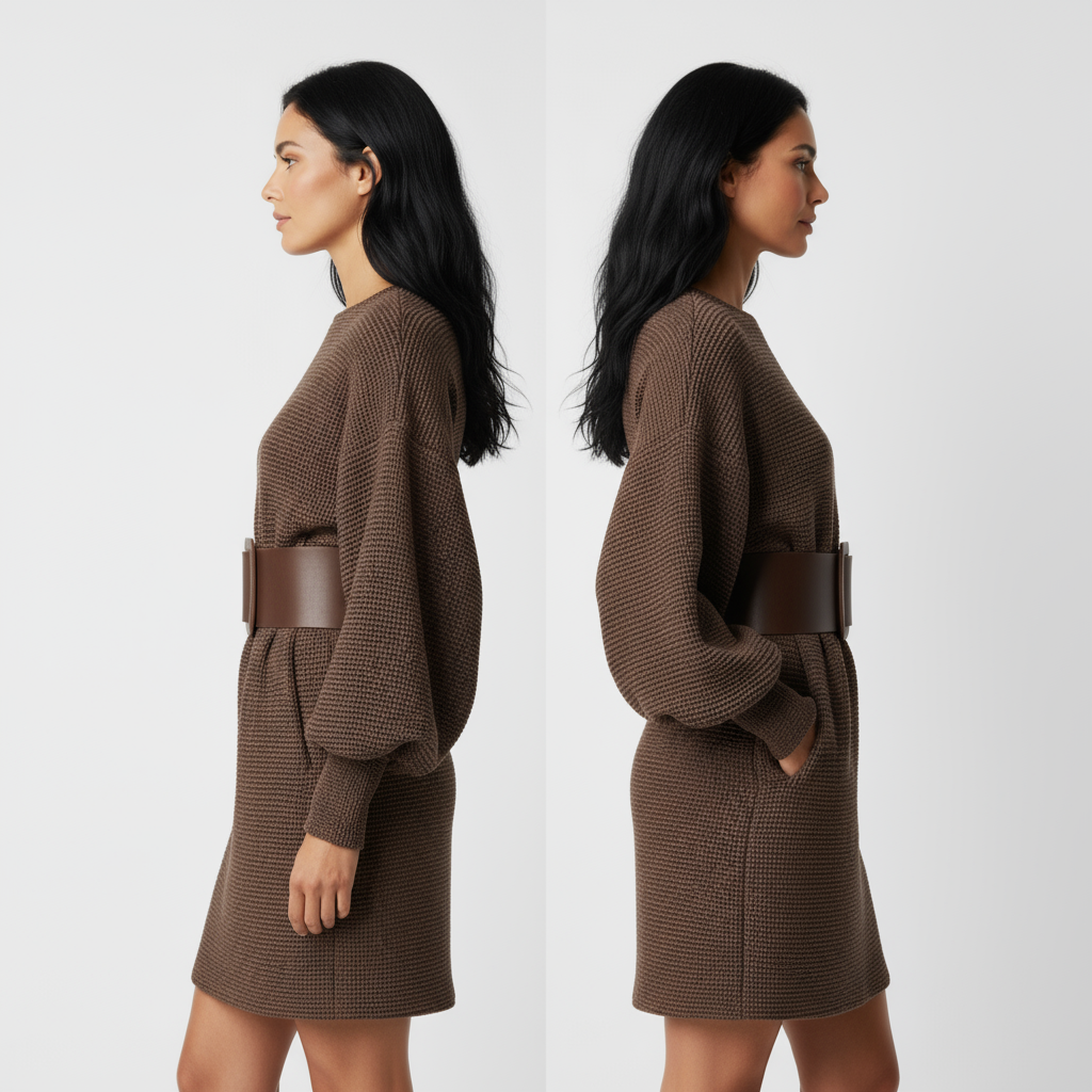 MILA | Vestido corto de punto con cinturón estructurado